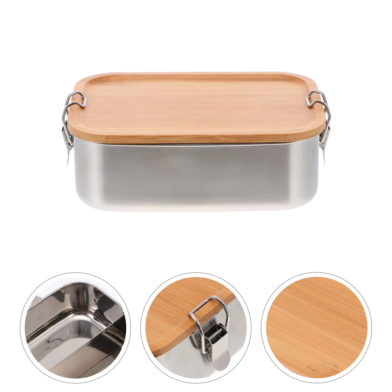 

1pc Stainless Steel Lunch Crisper Sushi Container Lid Leakproof Food Carrier For Camping Picnic School Office