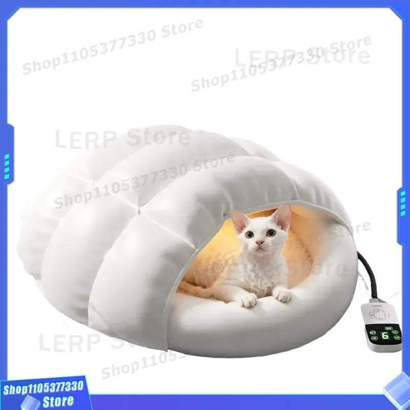 Smart Heated Pet Bed for Dogs and Cats Winter Thickened Memory Foam Blanket Removable Cover Warm Soft Sleeping Mat with Down