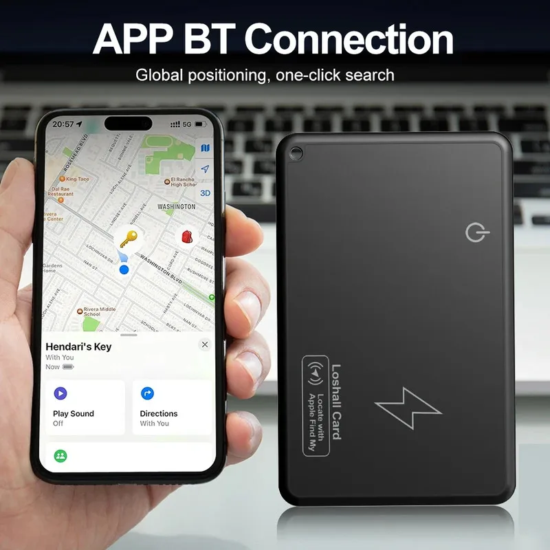 Imagem -03 - sem Fio Bluetooth Carregamento Rastreamento Localização Carteira Rastreador Cartão à Prova Impermeável Água Localizador Gps Rastreador Trabalho para Apple Encontrar Meu Aplicativo Novo