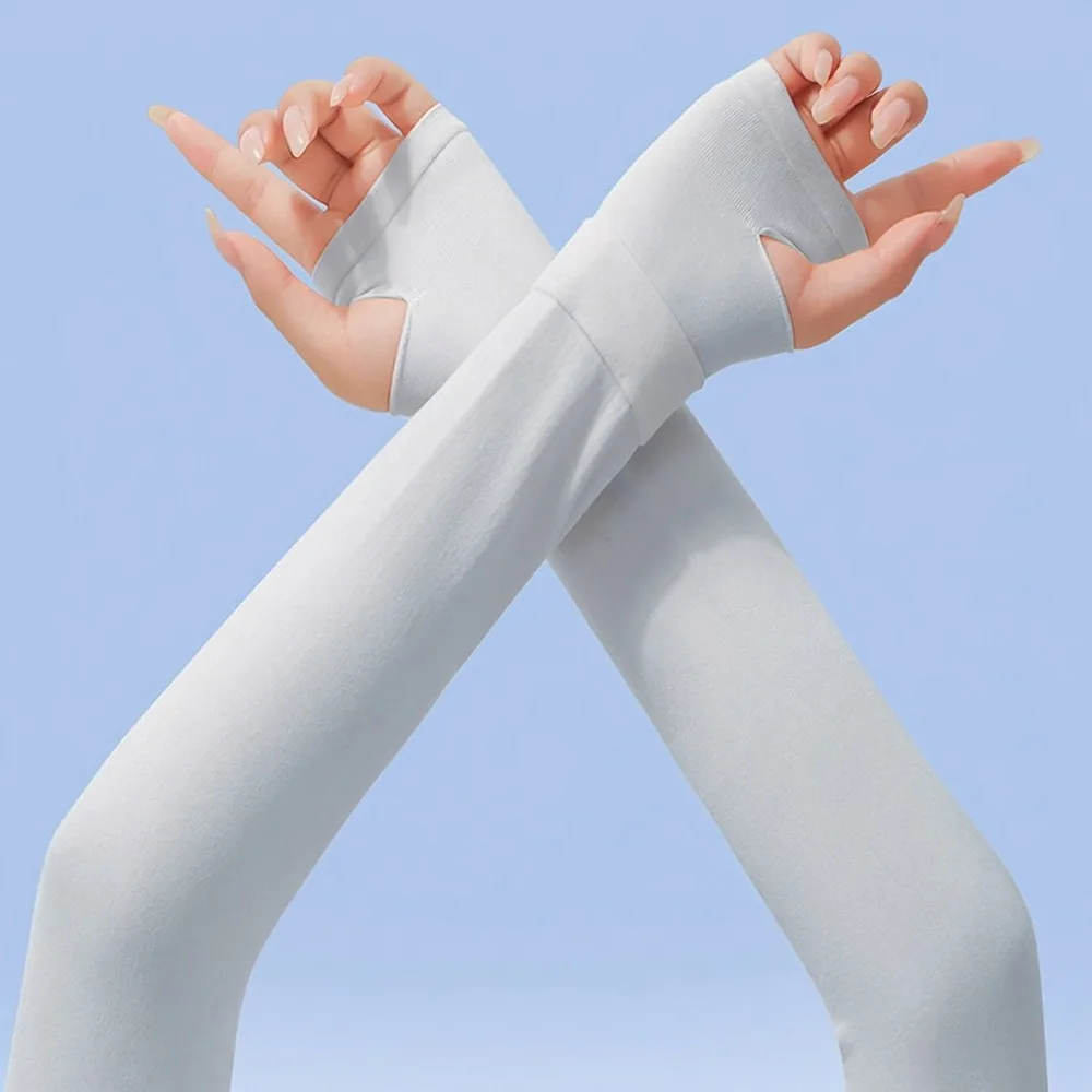 

Fashion Ice Silk Sunscreen Sleeves UV Protection Thin Cooling Arm Cover Sunscreen Long-Sleeve Outdoor Sports