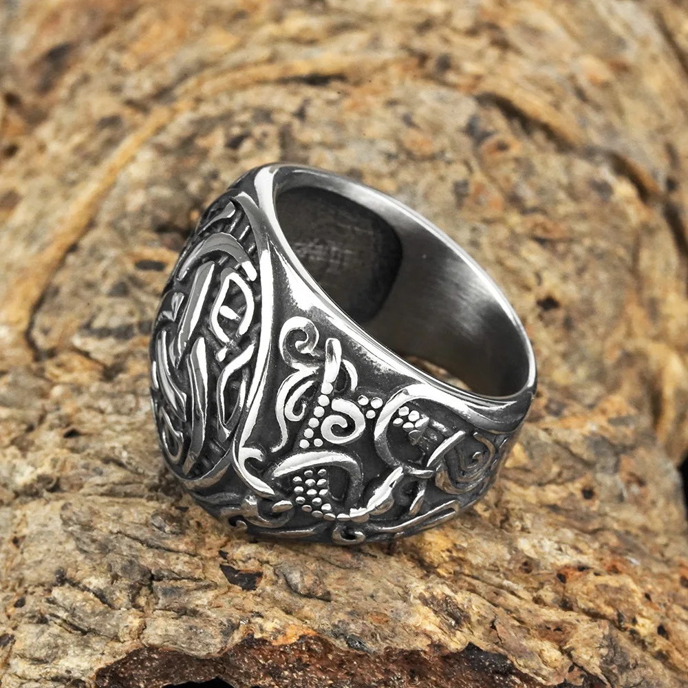 Vintage Viking Simple Design Celts Knot Ring S925 Sterling Silver Men Women Amulet Dragon Pattern Ring Jewelry Creativity Gift view 6