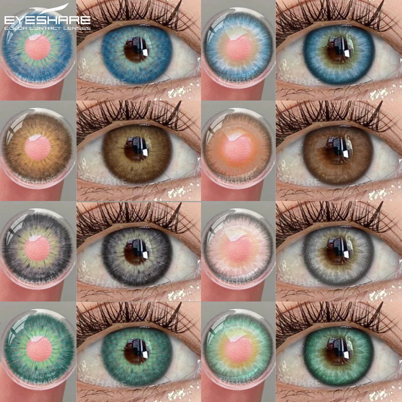 EYESHARE 2 Stück farbige Kontaktlinsen, blaue Kontaktlinsen, grüne Augen, Linsen, Schönheit, Farbe, Schüler, weiche, jährliche Farblinse für Augen