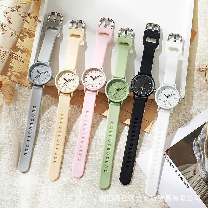 Examination Exclusive Watch Female High School Student Pointer Class Watch Time Youthful Campus Face Control White Milk Tea Colo