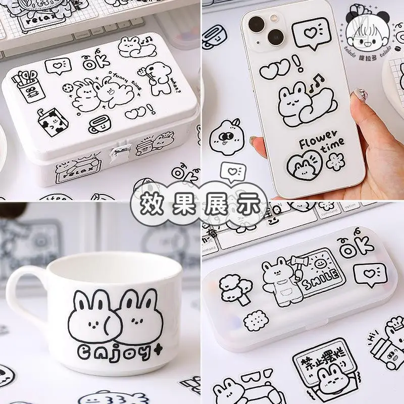 26/34pcs PET Waterproof Stickers White Rabbit Fruit Decorative Stickers for Collage Scrapbooking DIY Journaling Gift Stickers