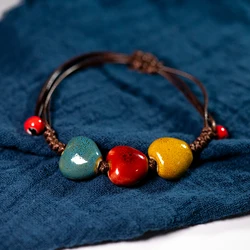 Love stone-pulsera de cerámica tejida a mano para mujer, joyería pequeña para pareja, venta al por mayor, #5347