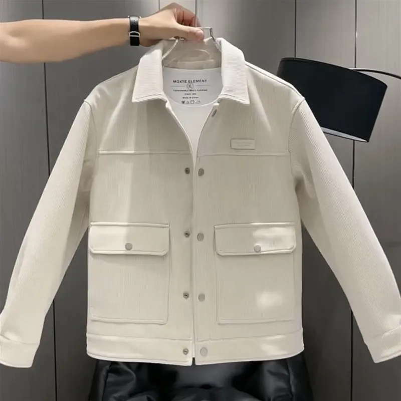 

Мужская повседневная куртка в полоску с отложным воротником, легкая, дышащая, из полиэстера/нейлона, осенне-зимняя верхняя одежда