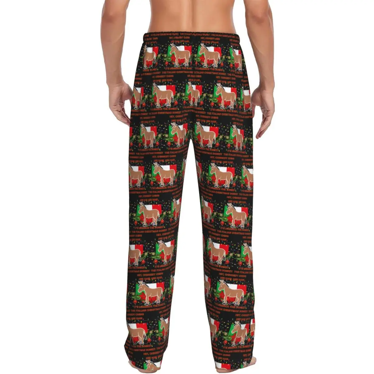 Custom Dominick The Italian Christmas Donkey Pajama Pants Men Sleepwear Sleep Lounge Bottoms with Pockets