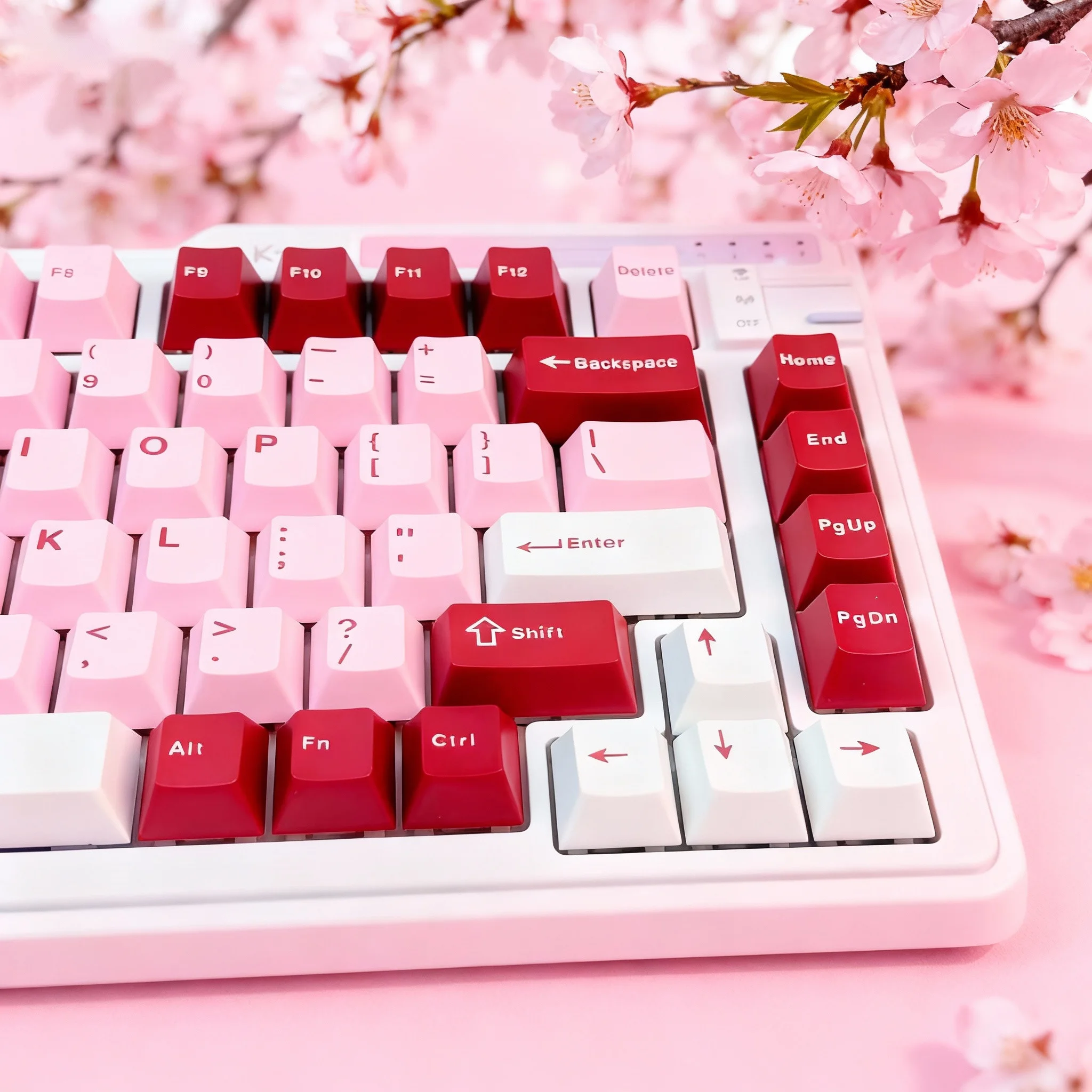 126 مفتاحًا باللون الوردي المحمي ذو النار المزدوج PBT أغطية مفاتيح الكرز الشخصي أغطية مفاتيح للوحة مفاتيح الألعاب الميكانيكية Gateron MX #3