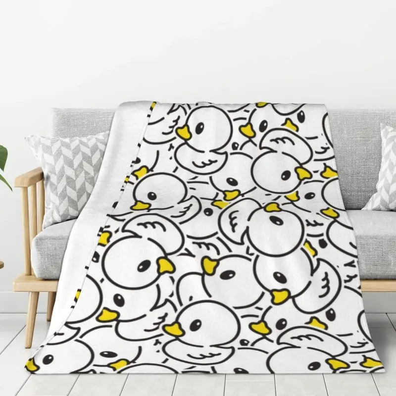 

Custom Ultra-Soft Fleece Yellow Colorful Rubber Duck Pattern Throw Blanket Warm Flannel Blankets for Bed Home Couch Quilt