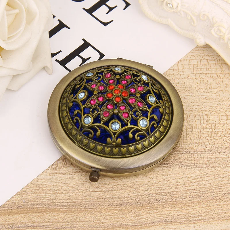 CASBathroom-Miroir de maquillage compact double face, miroir de poche pliant mignon, miroirs creux vintage, U56