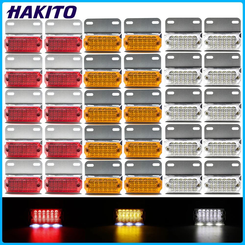 10pcs 12-24V 15 LED Side Marker Light Car External Lights Square Warning Tail Light Signal Lamp for RV Auto Trailer Truck Lorry