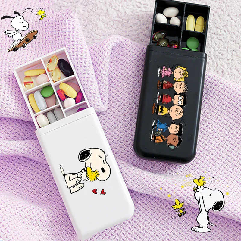 

Snoopy Pill Box Kawaii Student Exquisite Daily Necessities Travel Convenient Mini Storage Box Couple Suit Daily Festival Gift