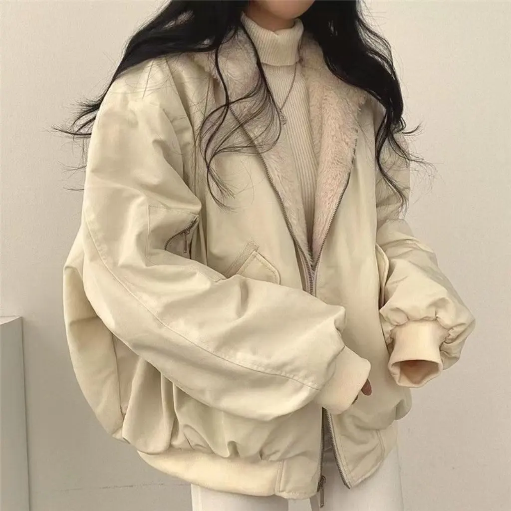 

Women's Double-Sided Cotton-Padded Coat Korean Style Loose BF Trendy Ins Winter Lamb Wool Jacket