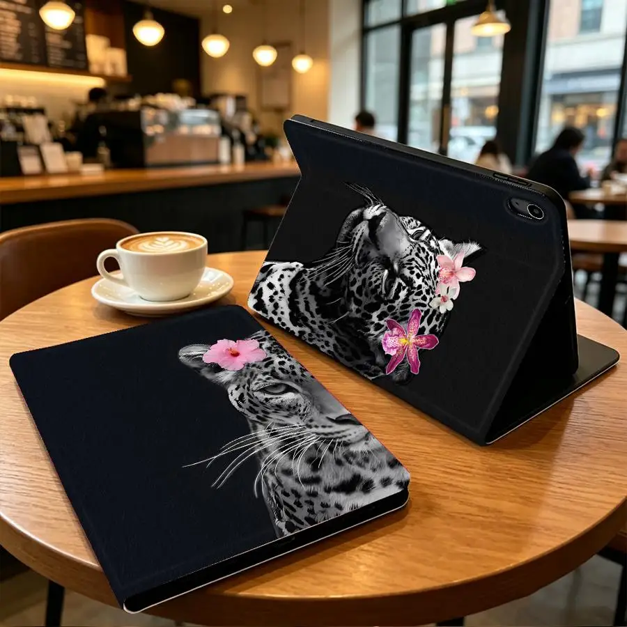 Flower Cheetah With Pencil Holder Case for Apple iPad Air 11 13 M4 M3 M2 A16 2026 10th 7/8/9th Pro11 13 Air 4/5/6th