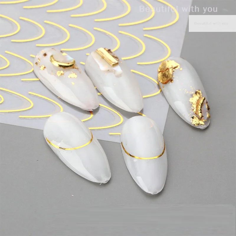 6 pezzi 5D strass oro argento modello irregolare adesivo per unghie design semplice adesivo cursore decorazione per unghie decalcomanie forniture