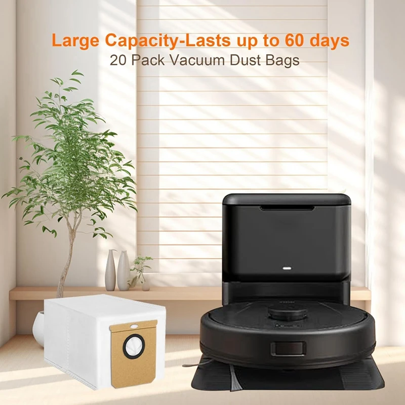 أكياس الغبار لـ Eufy L50 L60 جهاز آلي لتنظيف الأتربة قاعدة تفريغ ذاتية، أكياس غبار بديلة مع محطة فارغة ذاتية