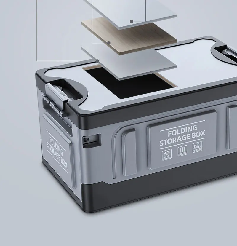 Faltbare Aufbewahrungsbox für Autos, Gepäckfach, tragbar für den Außenbereich, große Kapazität, geeignet für Angeln und Camping, Autozubehör – Detail 14