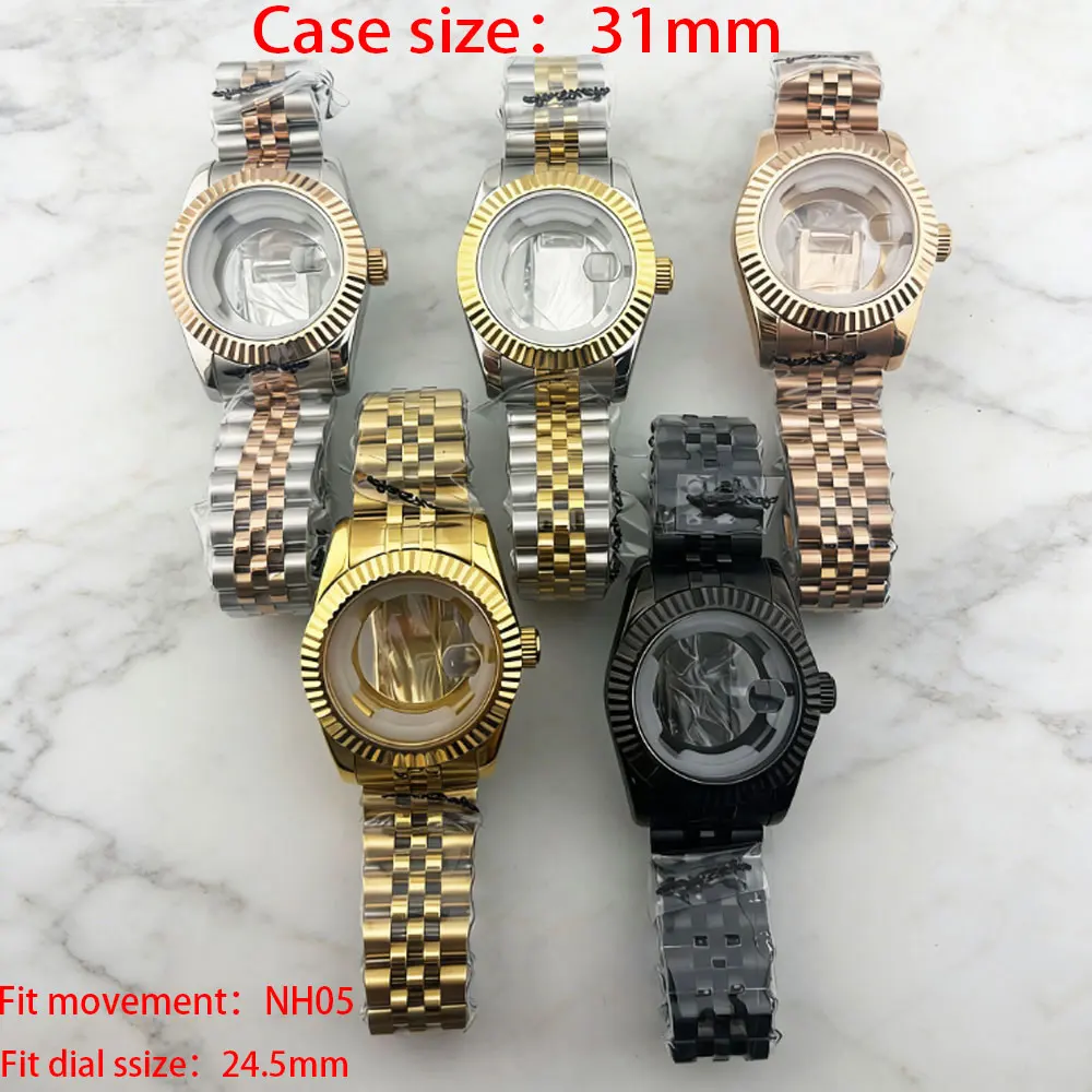 

Женский корпус часов Datejust 31 мм из нержавеющей стали 316L с сапфировым стеклом и линзой-циклоном, подходит для автоматического механизма NH05.