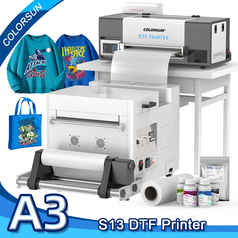 Colorsun A3 DTF Printer For Epson XP600 Impresora A3 DTF T-Shirt Printing Machine A3 DTF Printers For T-Shirt Hoodies Shoes