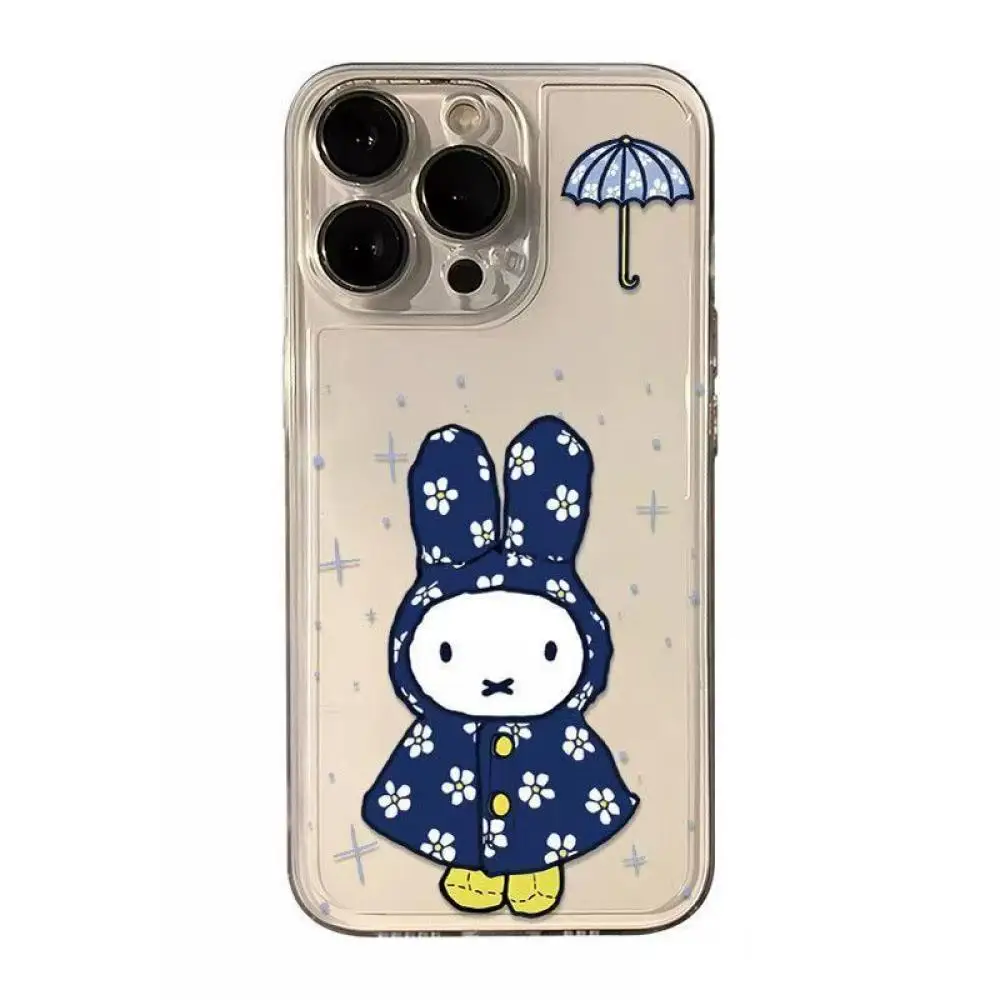 Coque de téléphone parapluie Miffy, étui souple adapté à l'iphone 12 13 14 15 16 Apple, cadeau tout compris Kawaii