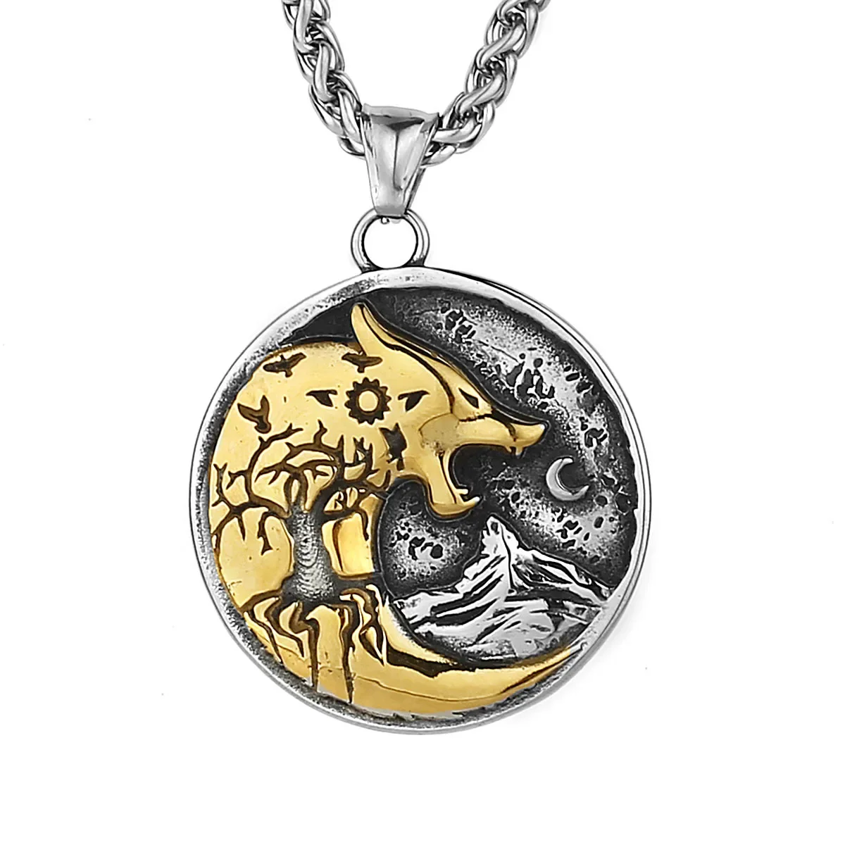 

Viking Wolf Head Crow Dominant European and American Pendant Men's Personalized Creative Pendant Necklace