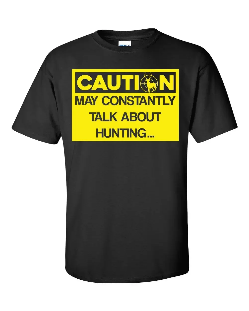 100% Cotton Brand New Caution May Hunter T-Shirt Black S-3Xl  Bow Arrow Decal Outdoorer Deer Summer Tee Shirt