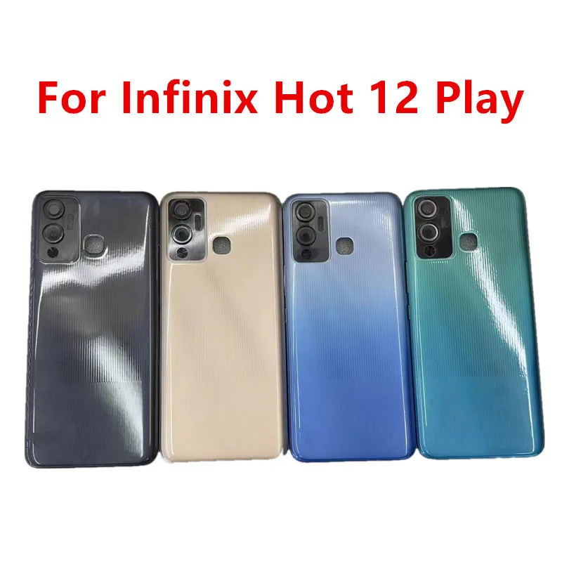 

Hot12 Play Rear Housing For Infinix Hot 12 Play X6816C X6816 6.82" Battery Back Cover Repair Replace Phone Door Case + Logo