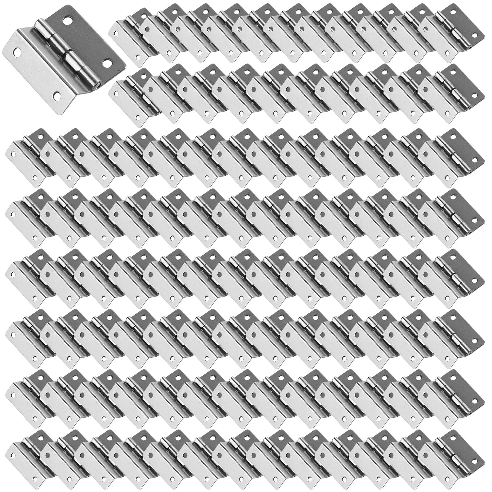 10pcs 100pcs trifold metal hinges nickel plated silver for wooden boxes cabinet doors furniture hardware screws