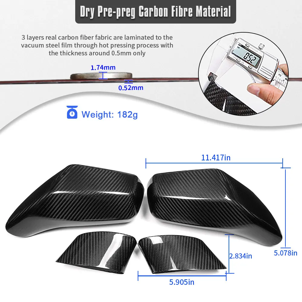 For Chevrolet Corvette C7 ZR1 Z06 2014-2019 Dry Carbon Fiber Rear Mirror Caps Side Wing Rearview Mirror Cover Trim Accessories