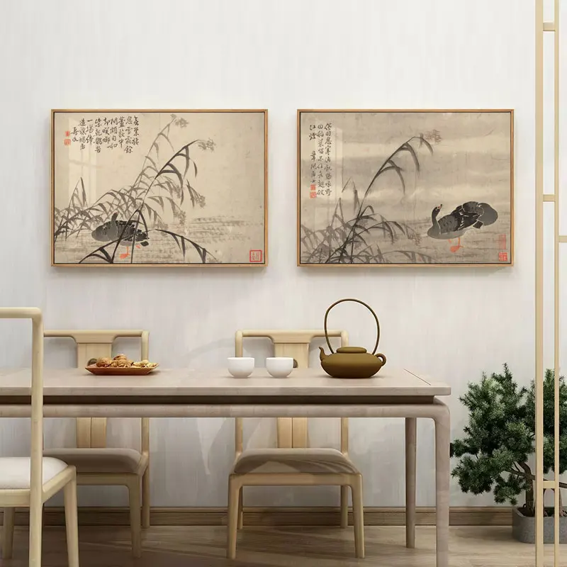 The Painting of Wild Goose Heart Sutra Decorative Poster Office Living Room Decoration Chinese Wall Art Canvas Paintings Picture