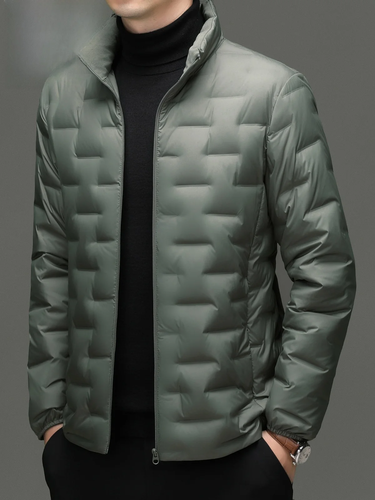 เสื้อโค้ทกันหนาวผู้ชาย Pierre Cardin รุ่น Quilted Du down Jaet คอตั้ง ผ้า Thiened อุ่นสบาย สไตล์ใหม่ล่าสุดสำหรับฤดูหนาว