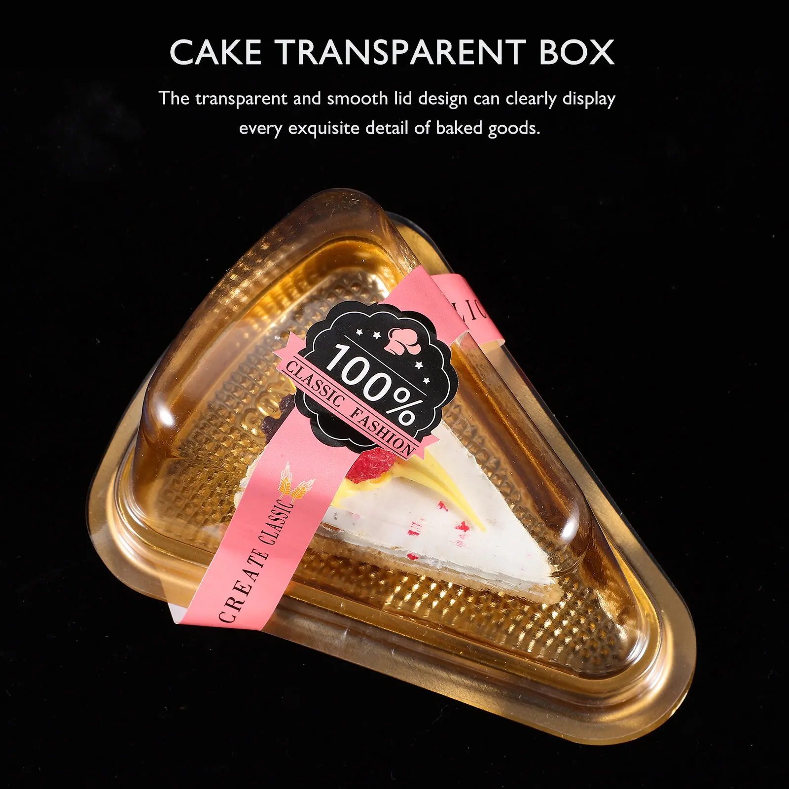 

50Pcs Cake Box Transparent Triangular Food-Grade PVC Disposable Container for Bakery Dessert Packaging Keeping