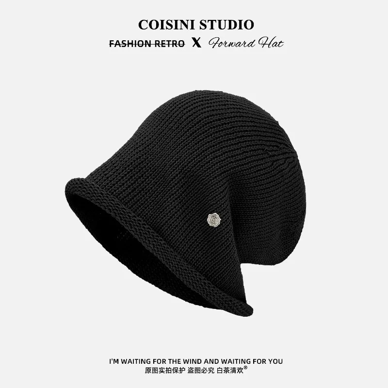 Korean Version of Simple Solid Color Knitted Beanies for Women Autumn and Winter Street Casual Warm Versatile Fashion Men's Hats