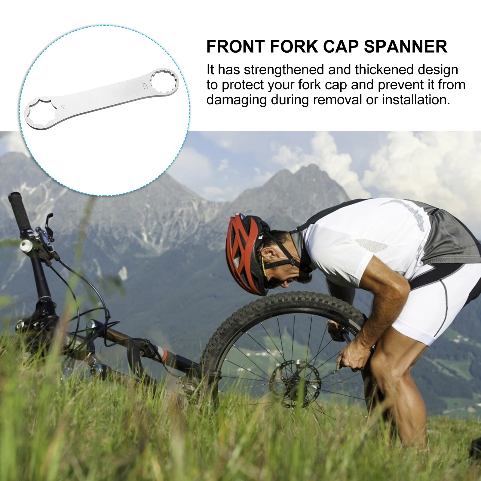 Bike Front Fork Wrench 8t 12t Double Head Stainless Steel Removal Tool for Mountain Bikes Front Fork Spanner Wrench