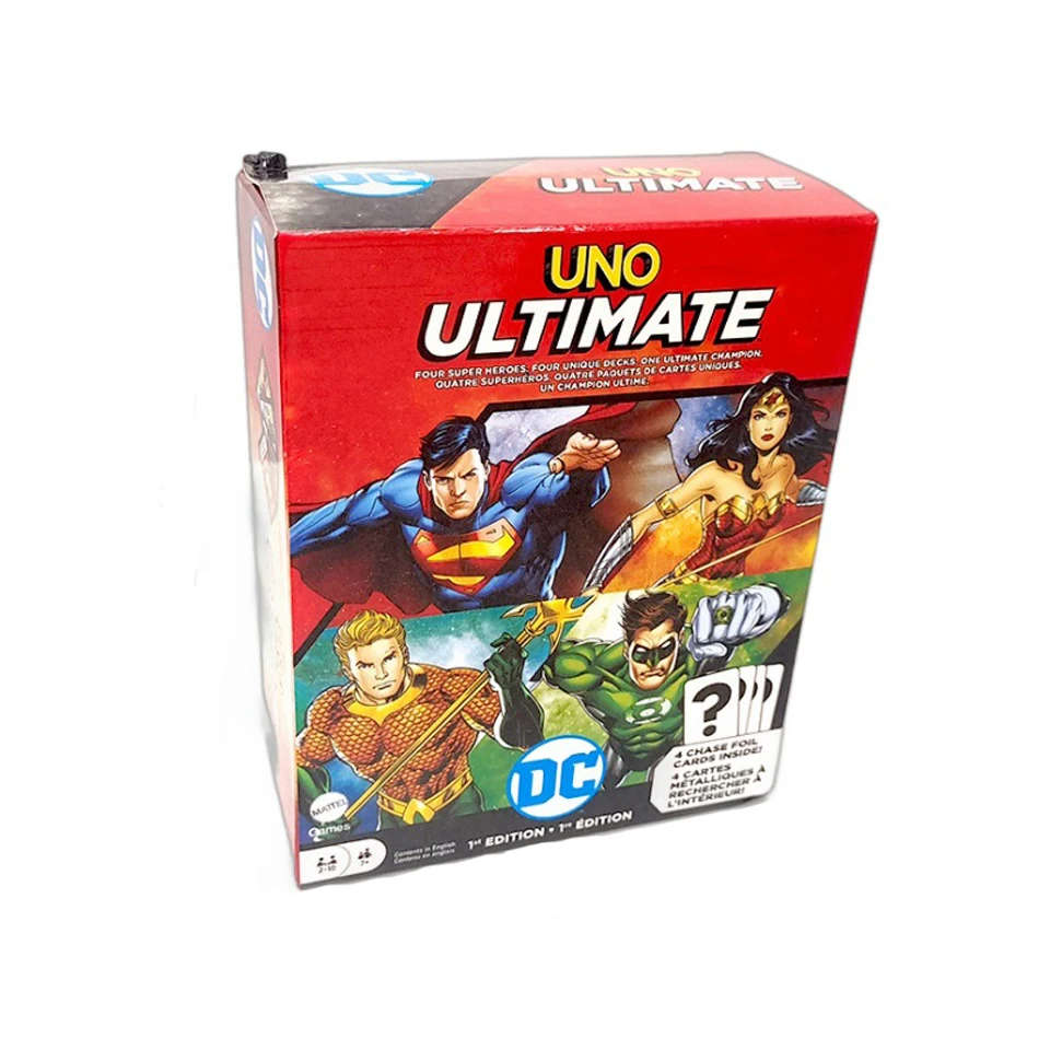 UNO Ultimate Marvel Card Game con 4 carte Foil da collezione, NO Mercy Card Game Character-mazzi a tema e regole speciali