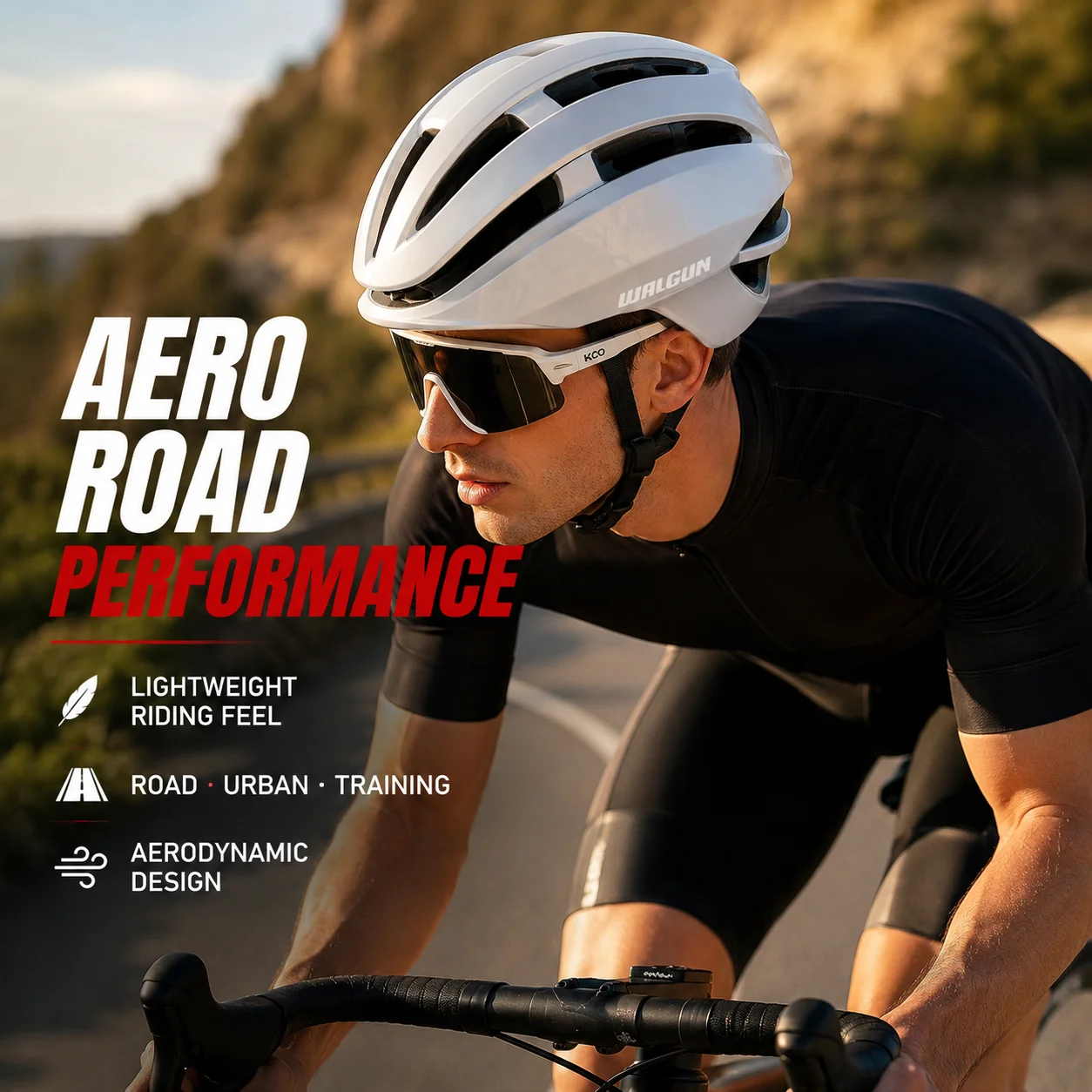 Aero Road Bike Helmet M L 54-62cm Lightweight Ventilated PC 