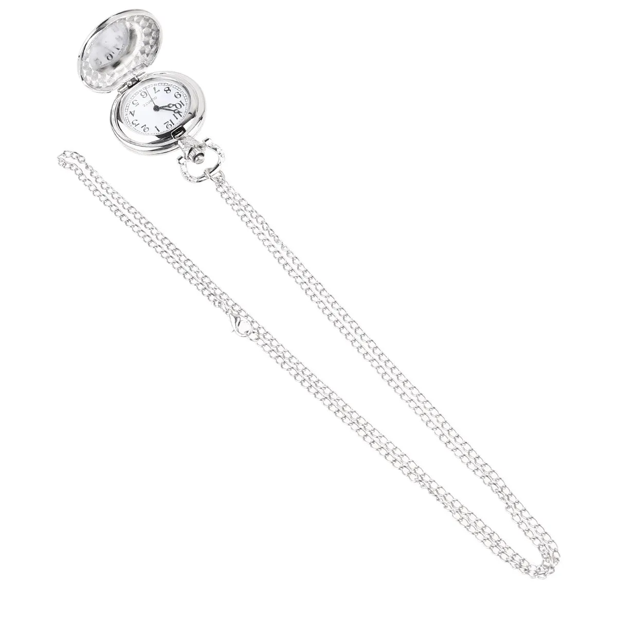 Vintage Silver Pocket Watch Necklace Pendant Retro Style Watch Necklace Gift for Family Friends