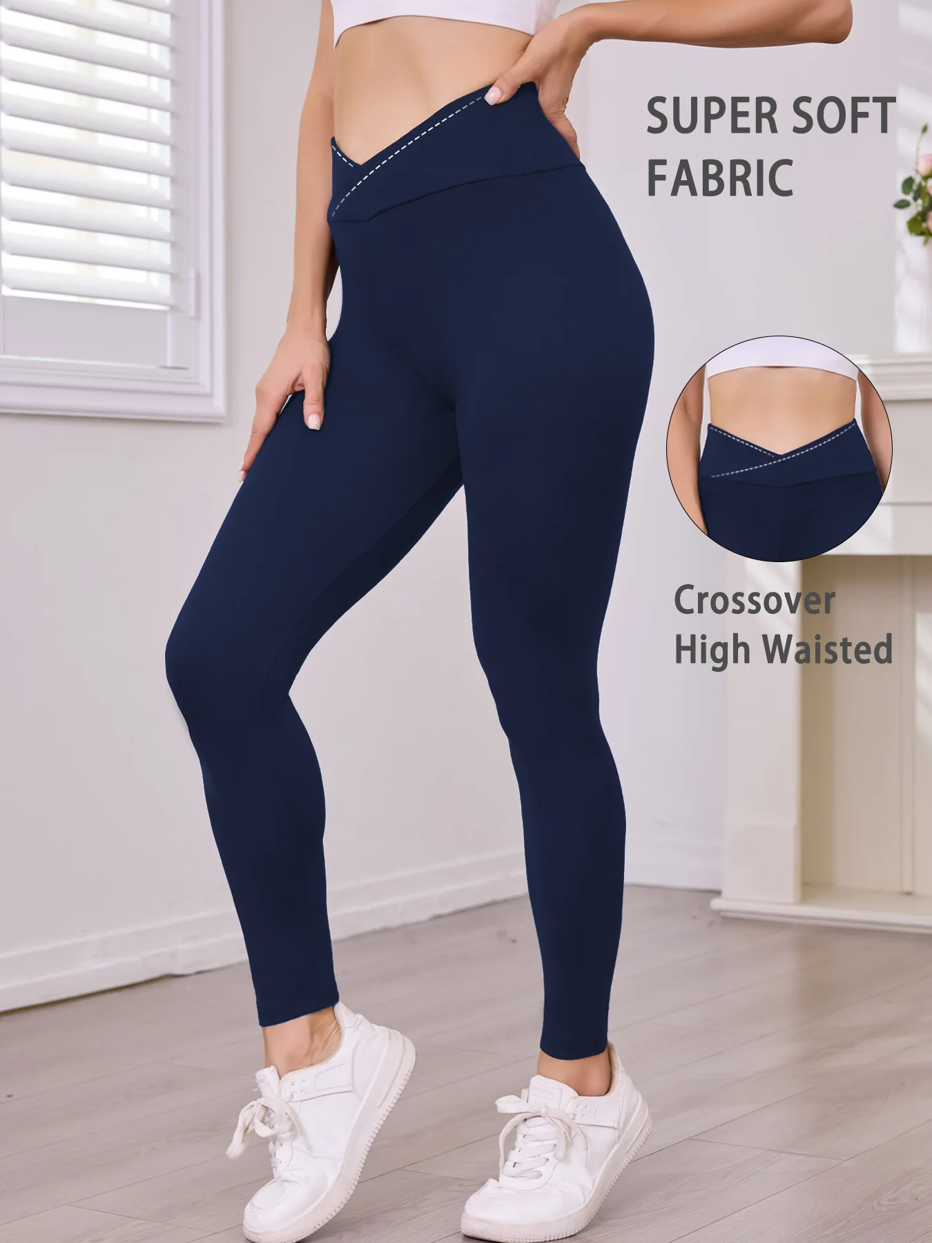 Women's Super Soft Crossover High Waisted Leggings Tummy Control Workout Yoga Running casual wear Leggings