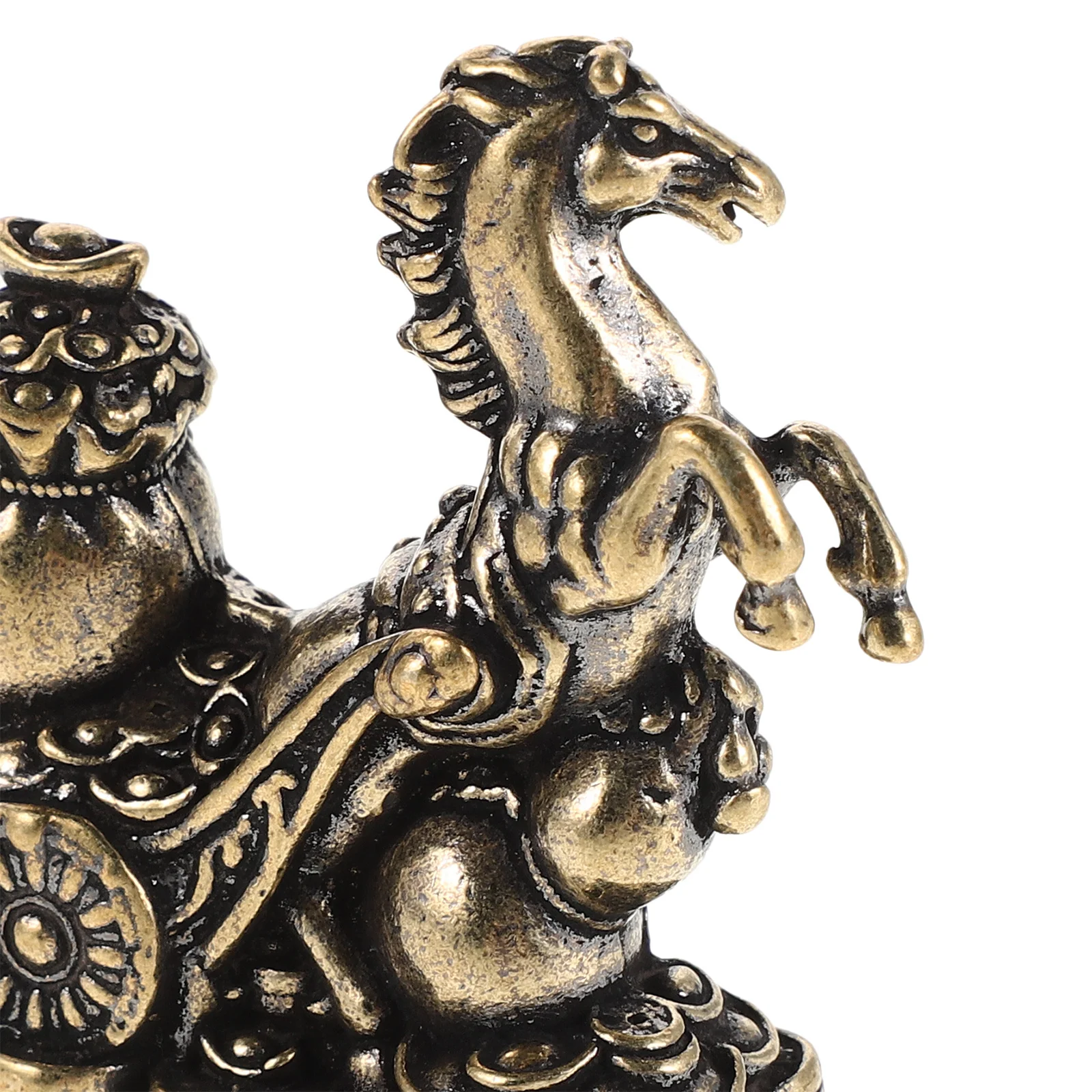 تمثال زودياك صيني نحاسي صغير لعام 2026 سنة الحصان فنغ شوي ديكور محظوظ للمنزل والمكتب لوحة قيادة السيارة-معدن ذهبي