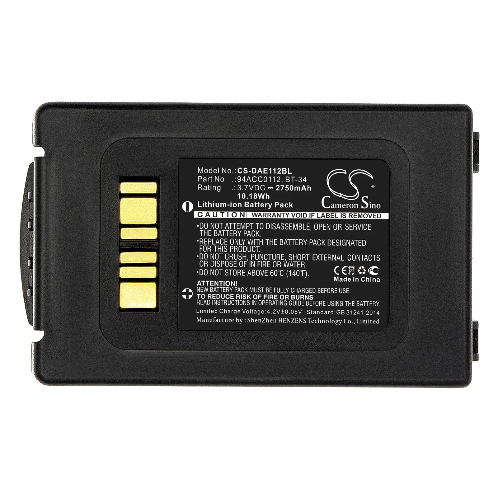 

For Datalogic ELF Barcode Scanner Battery 94ACC0112, BT-34, BT-9 / 2750mAh