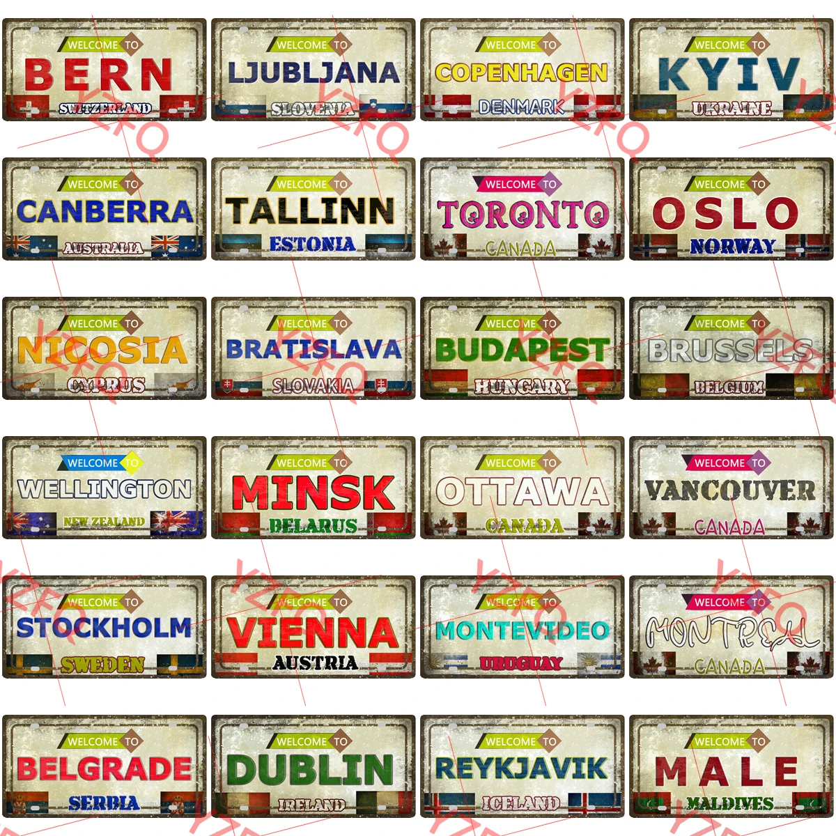 

Toronto Vienna Oslo City Vintage Poster Metal Sign Tin Plate Travel Souvenirs Wall Bar Home Shop Decor Gift 30X15CM KL-0025B