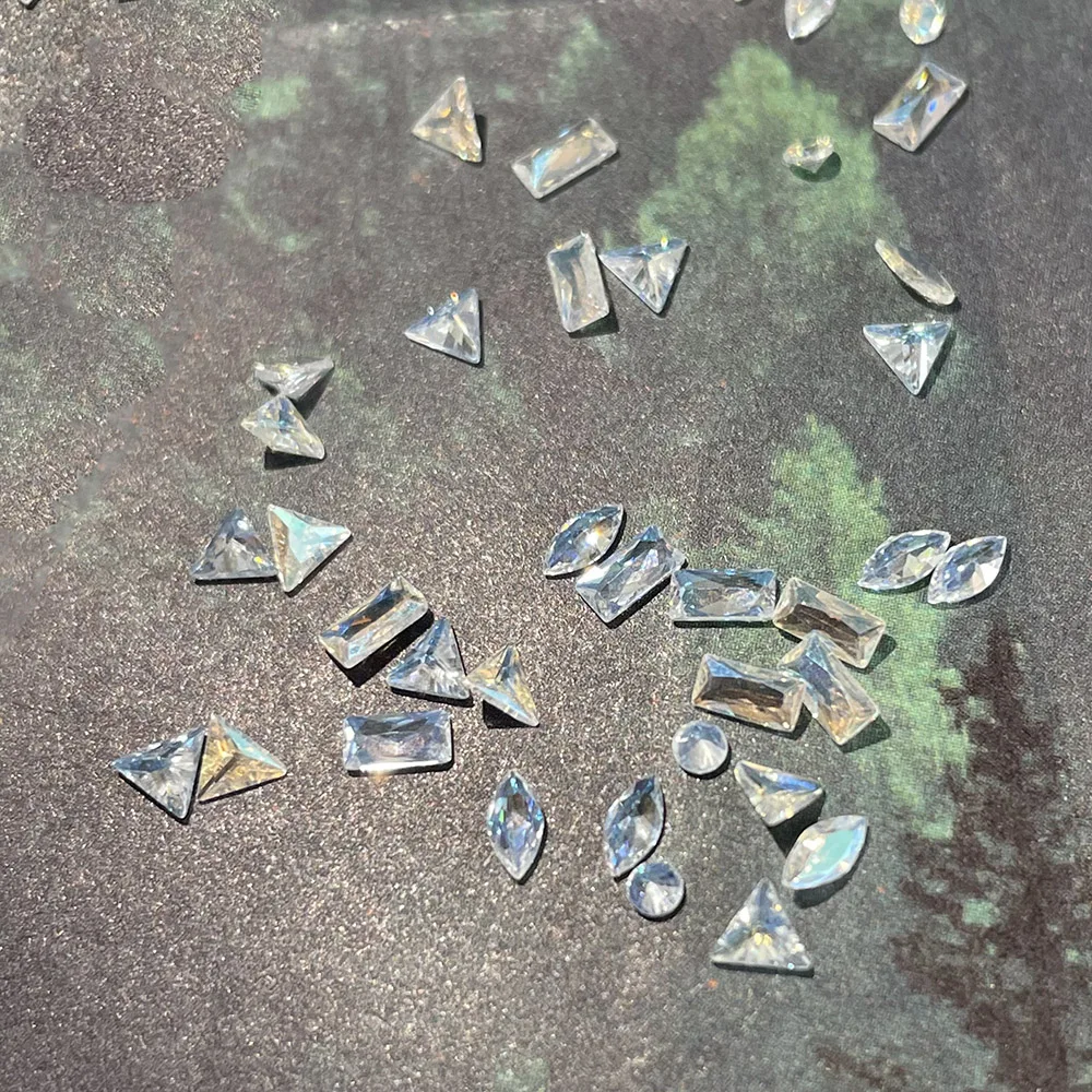 5A 미니 지르콘 크리스탈 다이아몬드 반짝이는 투명한 포인티드 컷릿 라인스톤 혼합 모양 매력적인 작은 DIY 네일 장식용 보석 404