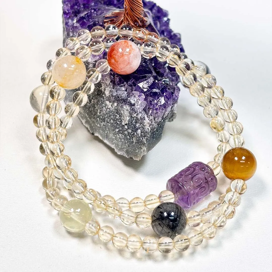 Citrine Necklace Light Luxury Niche Black Hair Crystal Tiger's Eye Clavicle Chain High-grade Beaded Necklace Chain Hand String