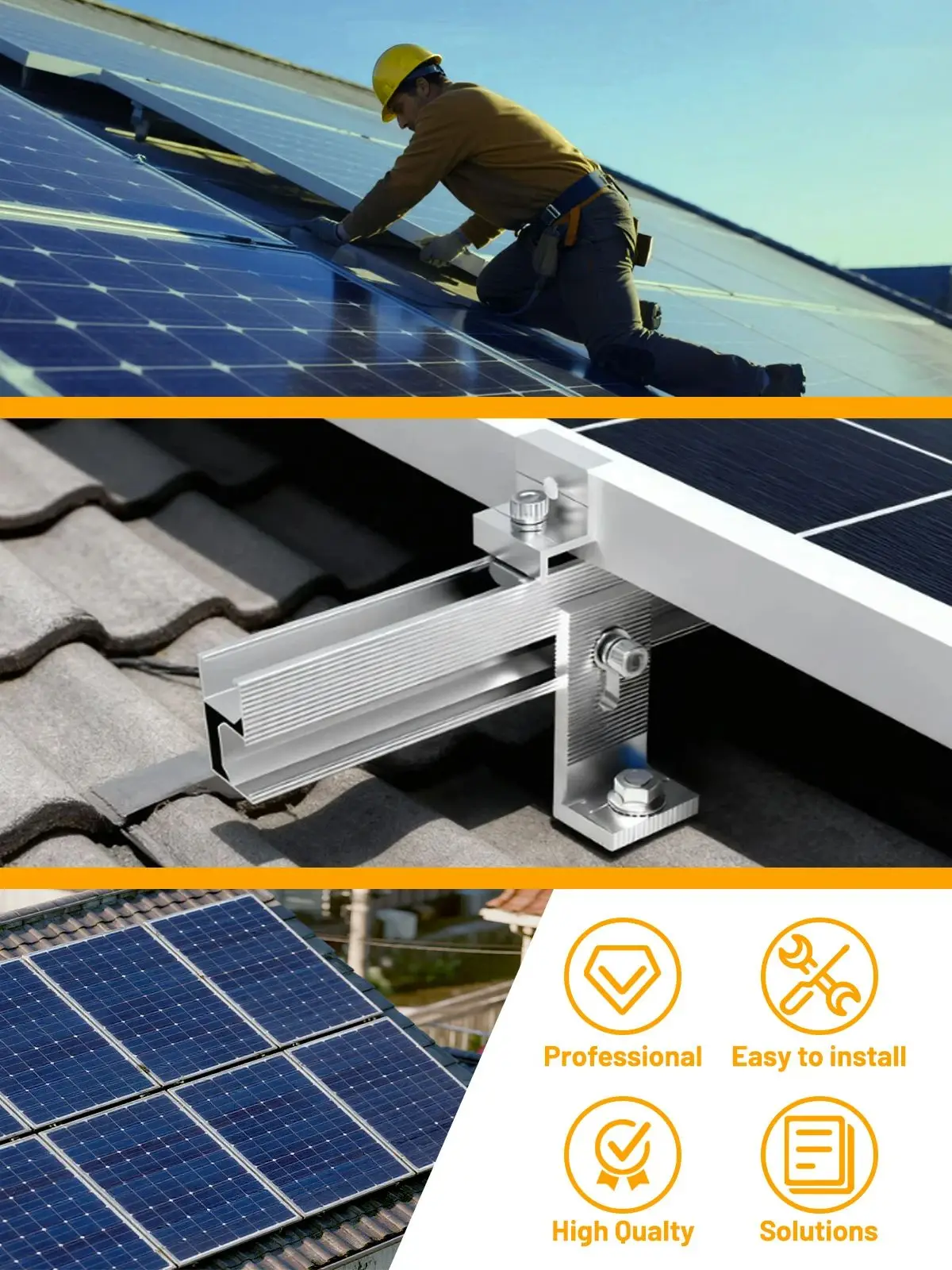 10/6-teiliges Solarpanel-Montagehalterungs-Set, 150 mm verstellbarer Montageständer aus Aluminiumlegierung, Unterstützung für Photovoltaik-Flachdächer