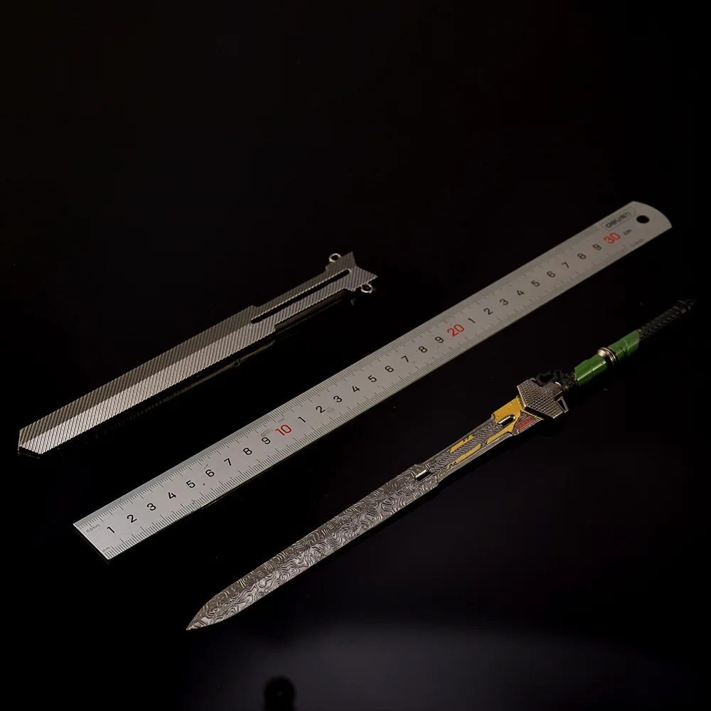 30cm/11.81in arena breakout jogo periférico três pés espada tática armas modelo todo metal artesanato desktop coleções menino presente