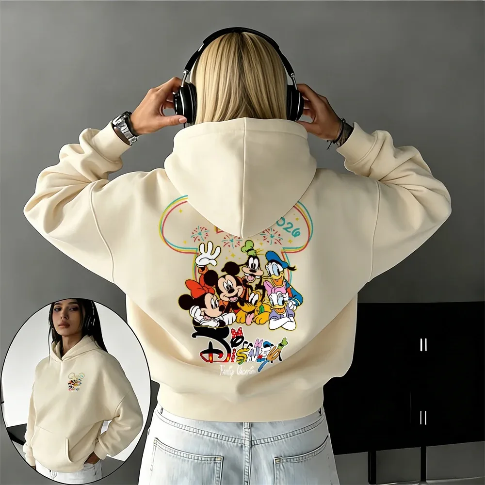 

Худи с принтом Микки Мауса Disney, коллекция Осень-Зима 2026, высококачественное повседневное худи для пар в уличном стиле, весна-осень, Y2K