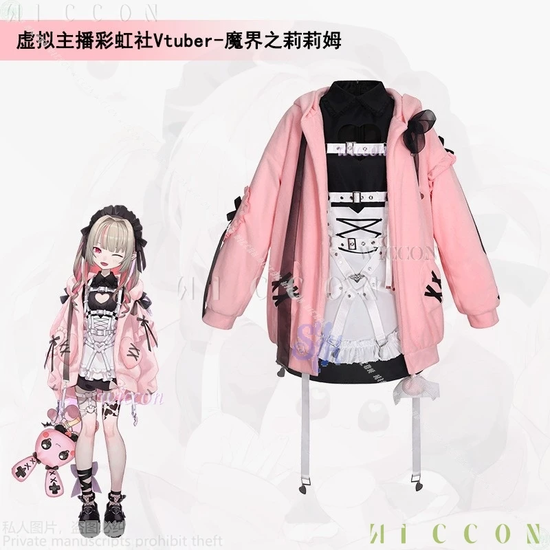 

Костюмы на Хэллоуин в стиле аниме Vtuber Youtuber Косплей Makaino Ririmu их сияющим Nijisanji Костюм Jirai Kei Девушки Взрослые женщины disfraz 2131