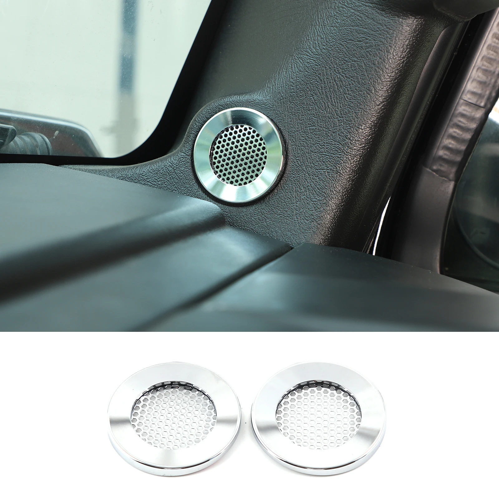 For Hummer H2 2003 2004 2005 2006 2007 Front Speaker Covers Trim Sticker Car Modification sliver Aluminum Alloy Accessories