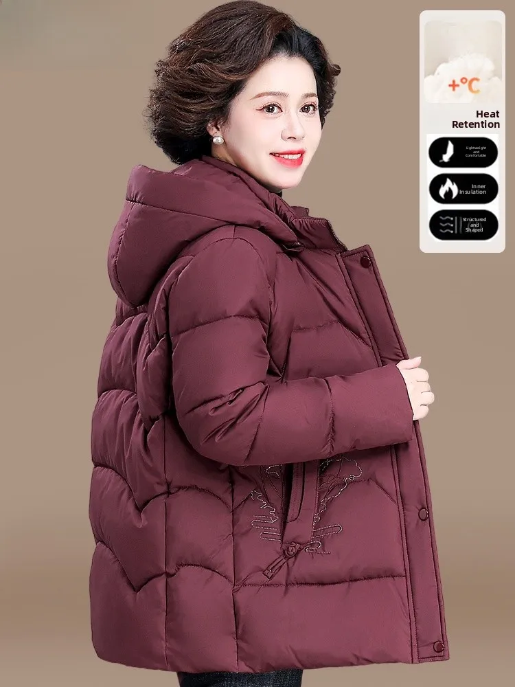 

Winter Faionable down Cotton Jaet for Middle-Aged And ly Women andmother Sle Mid-Length plus Size Coat