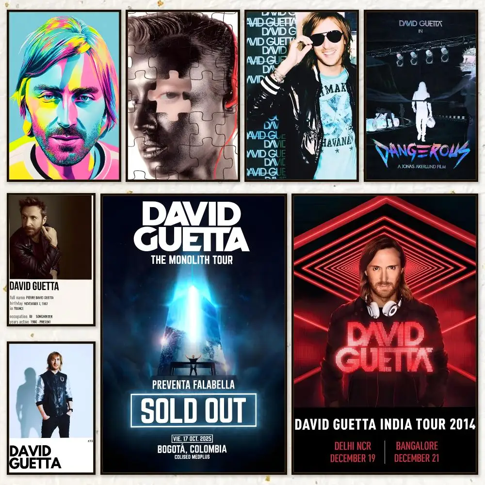 Music Electronic David Guetta Poster HD Waterproof Wall Art Posters Self Adhesive Bedroom Living Room Home Decor Gift
